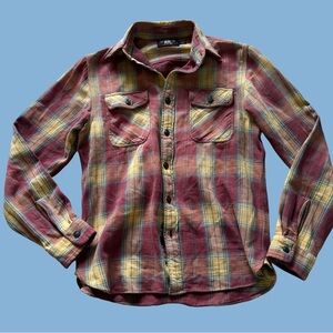 RRL Ralph Lauren Flannel Cotton Work Shirt Plaid EUC
